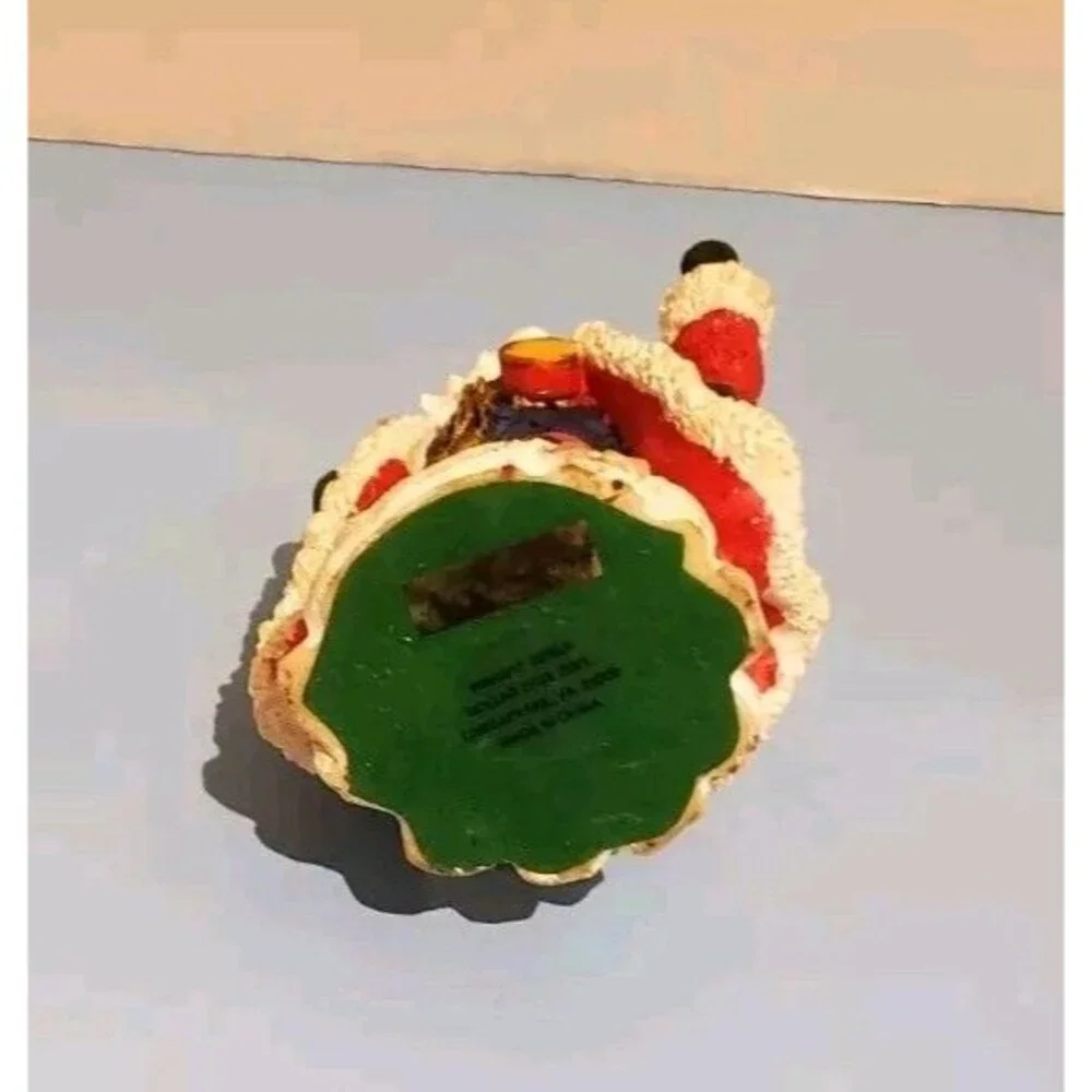 K's Collection Santa Claus Christmas Figurine Holding Toys & Standing Snow Vtg